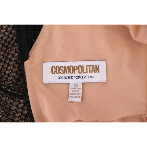 NWT Cosmopolitan Black Gold Metallic Mesh Mini Dress The Population Viola  S - Picture 12 of 13